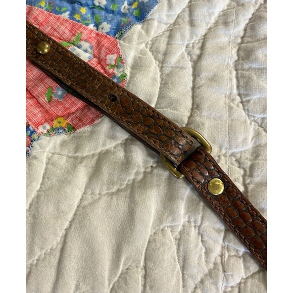 Vintage Brahmin 80's Black/Brown croc strap leather crossbody bag - Picture 5 of 13